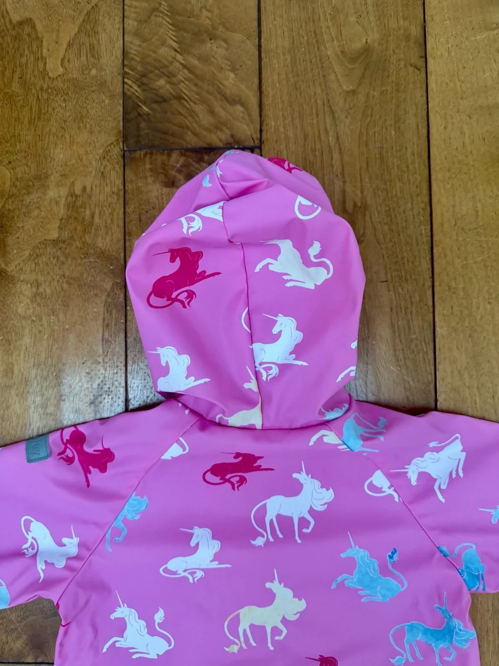 Hatley Girls Color Changing Unicorn Raincoat Pink Terry Lined Size 3